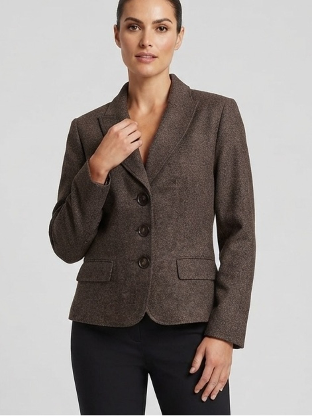 Gilani Brown Herringbone 3-Button Blazer Jacket Size 16